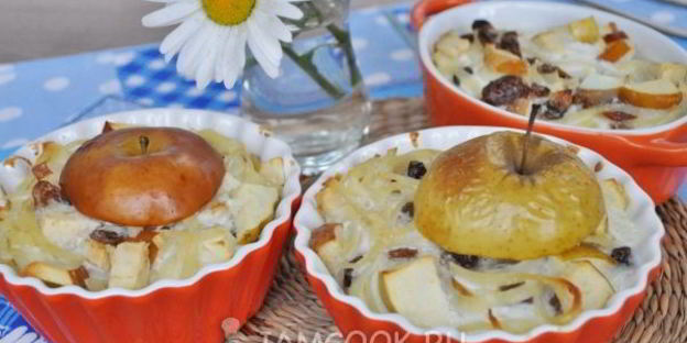 лапшевник детский с яблоком и изюмом