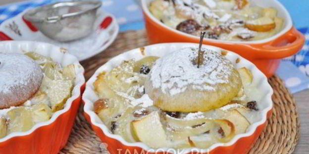 лапшевник детский с яблоком и изюмом