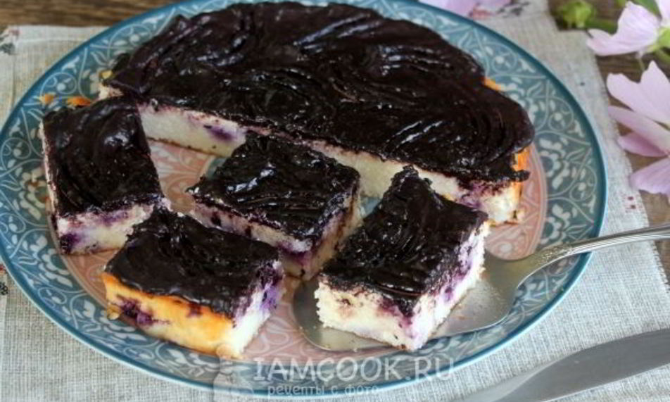 Рецепт творожной запеканки с черникой