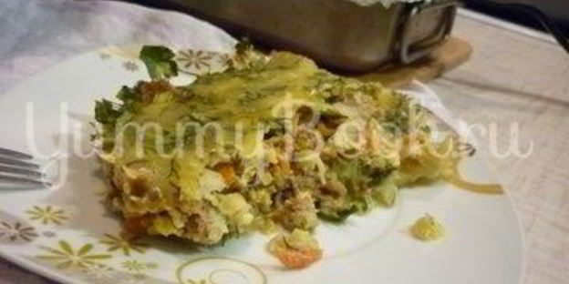 запеканка из кабачков и фарша под сырно-яичной заливкой