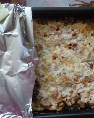 Запеканка из кабачков с помидоркой и ветчиной