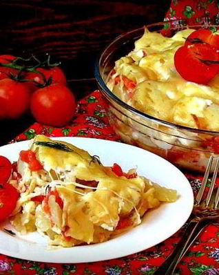 Запеканка из картофеля и форели