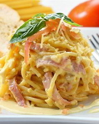 Запеканка из лапши и ветчины