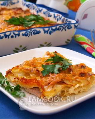 Запеканка из свинины с картофелем в духовке