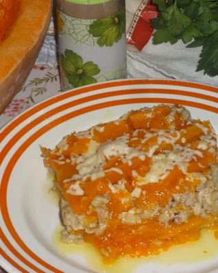 Запеканка из тыквы с фаршем