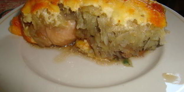 запеканка картофельная с курицей и грибами