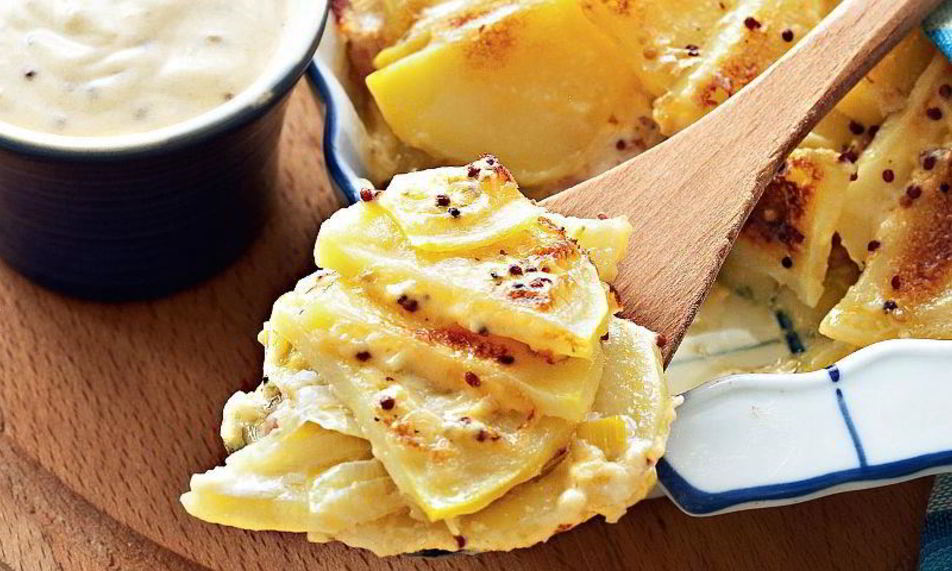 Рецепт запеканки картофельной с луком-пореем