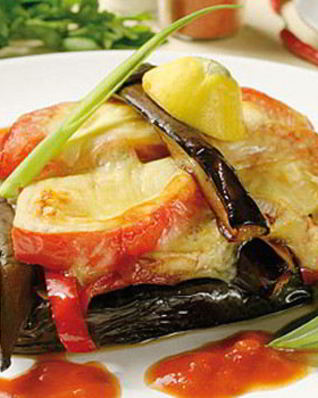 Баклажаны, запеченные с лечо