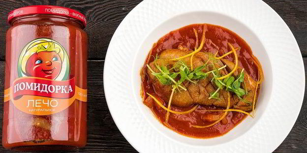 пряная утиная грудка, тушеная в лечо