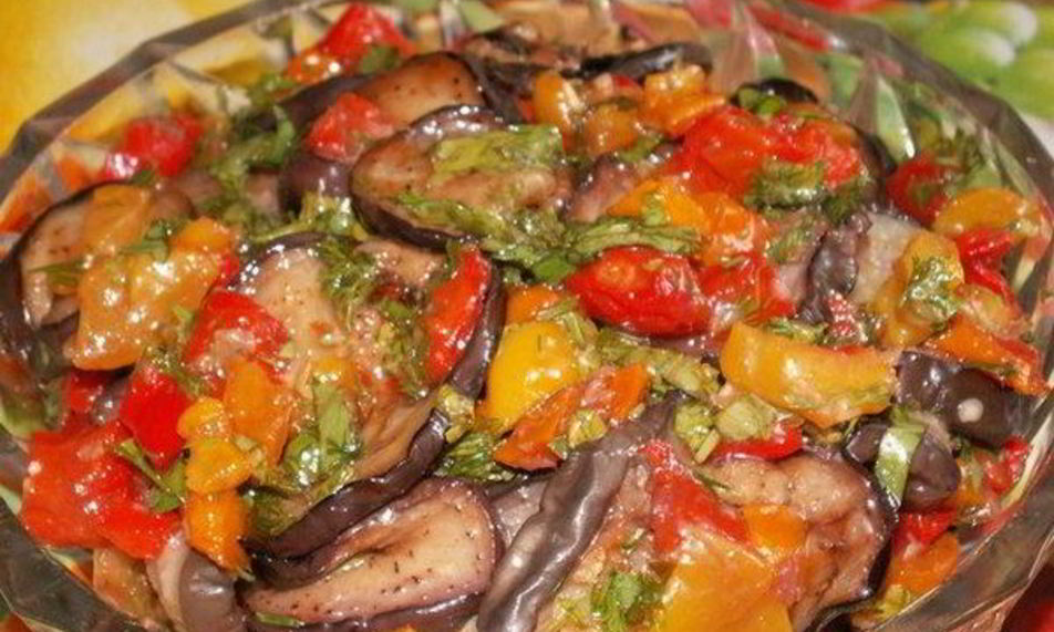 Рецепт маринованных баклажанов с овощами ны закуску