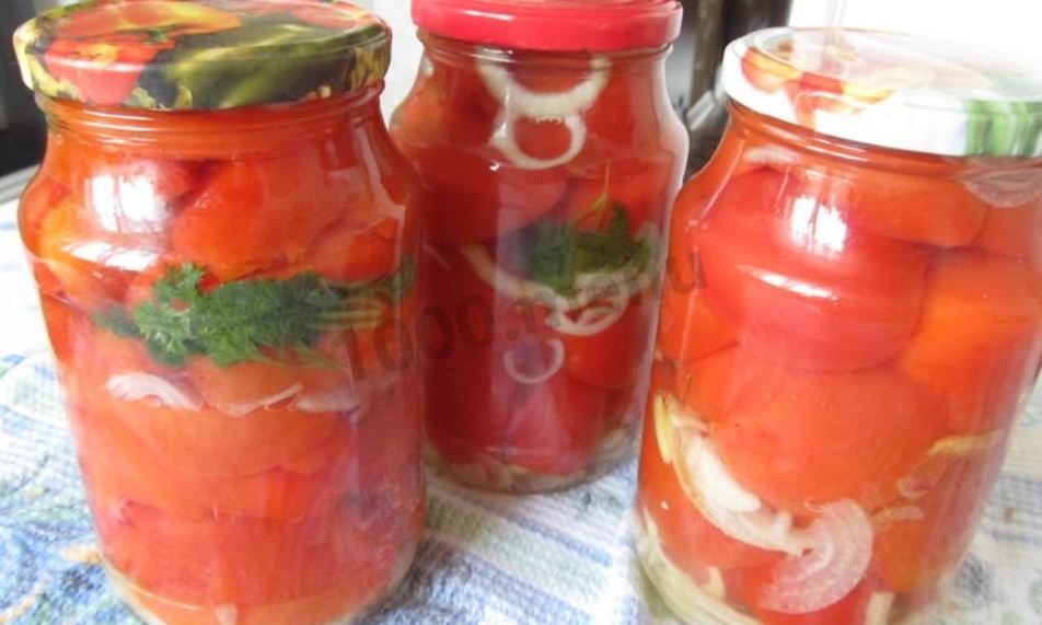 Рецепт помидоров в желатине с луком на зиму