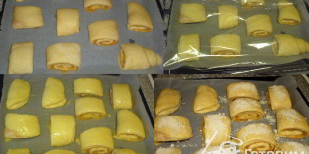 дрожжевые рулетики с яблочным повидлом