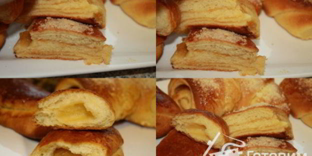 дрожжевые рулетики с яблочным повидлом