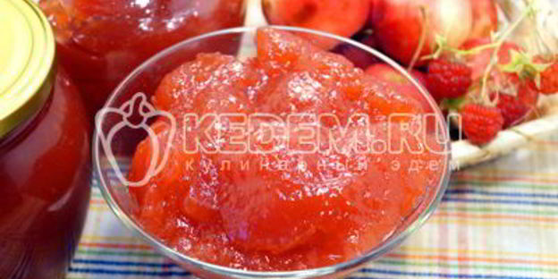 яблочное повидло с малиной