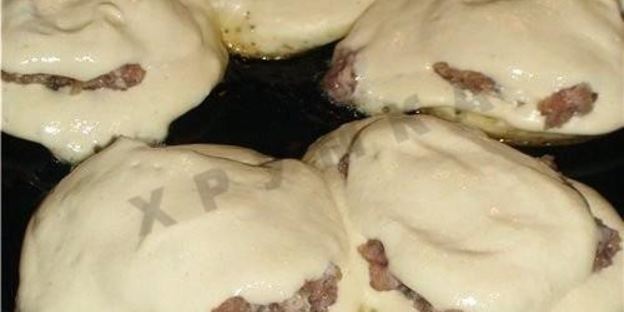 быстрые ленивые беляши на кефире с фаршем