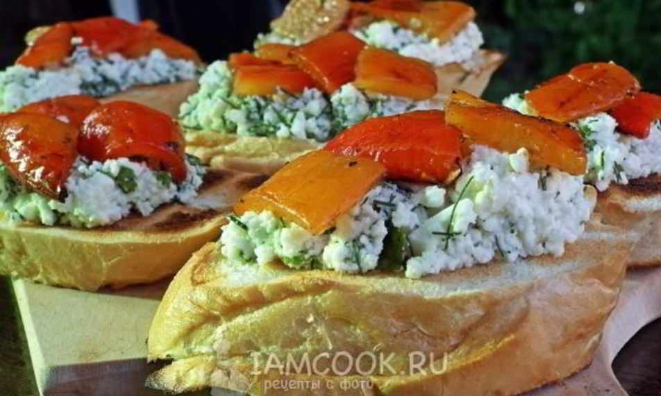 Рецепт брускетты-гриля с запеченным перцем