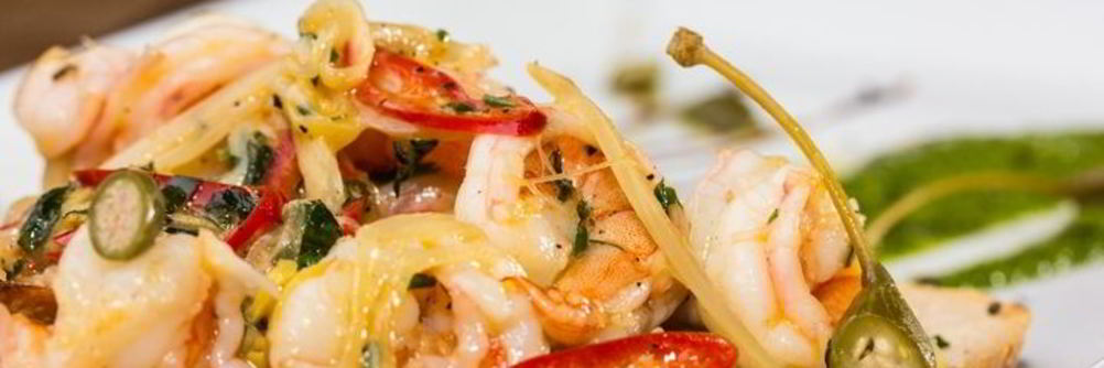 Брускетта с креветками