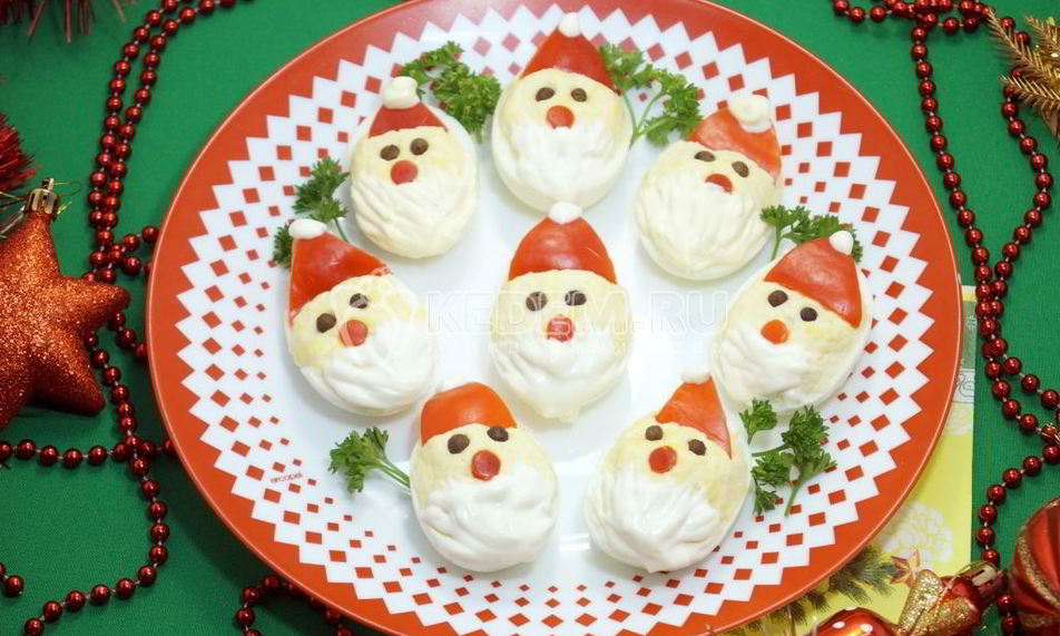 Рецепт фаршированных яиц дед мороз