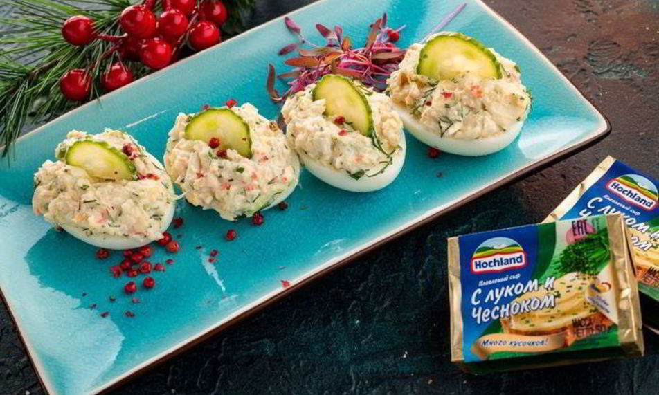 Рецепт фаршированных яиц с крабовыми палочками