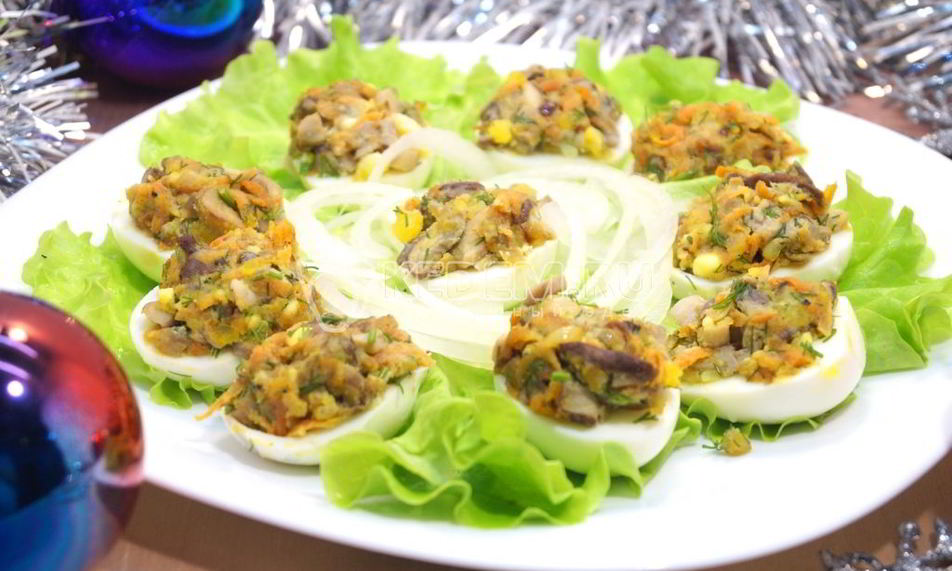 Рецепт яиц фаршированных грибами