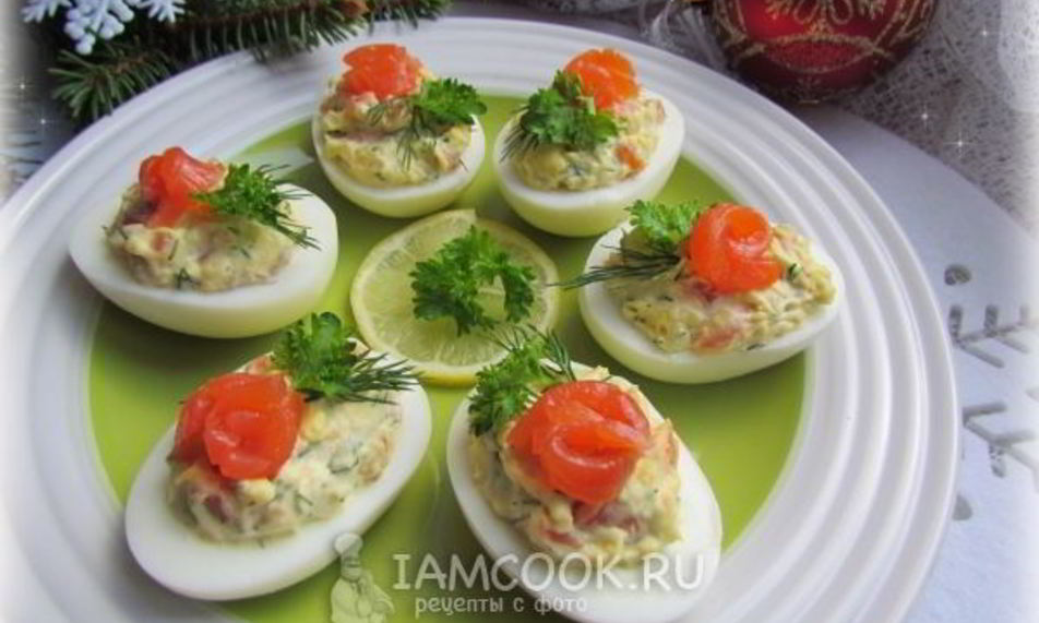 Рецепт яиц, фаршированных красной рыбой