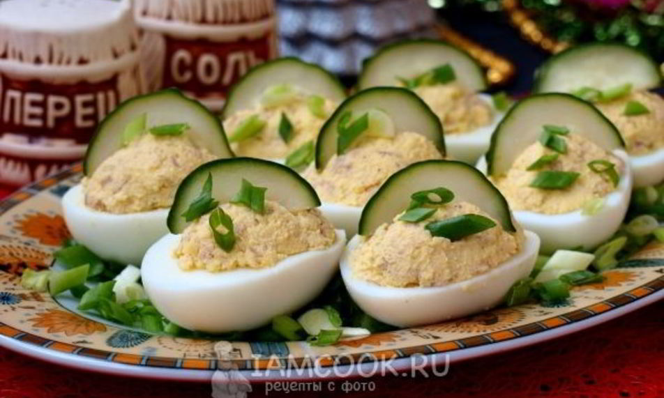 Рецепт яиц, фаршированных печенью трески