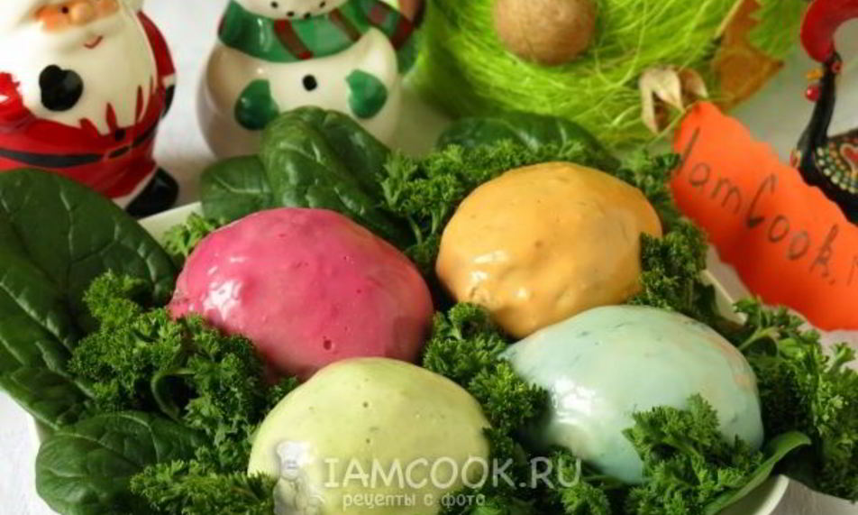 Рецепт яиц фаршированных в цветном желе