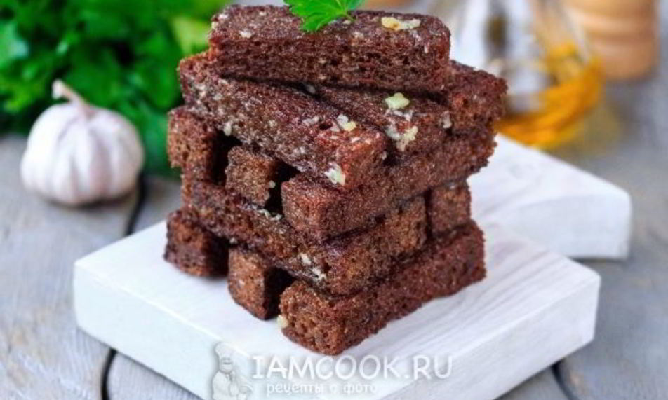 Рецепт гренков из бородинского хлеба с чесноком