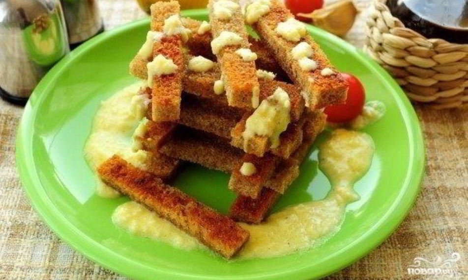 Рецепт гренков с чесноком и яйцом