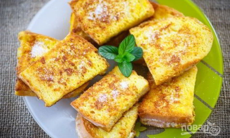 Рецепт гренков с молоком и яйцом сладкие