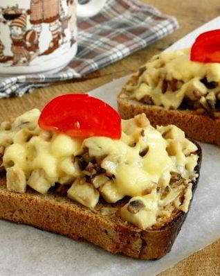 Гренки с шампиньонами