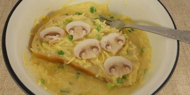 сырные гренки с припеком из шампиньонов