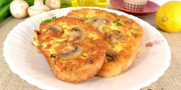 сырные гренки с припеком из шампиньонов