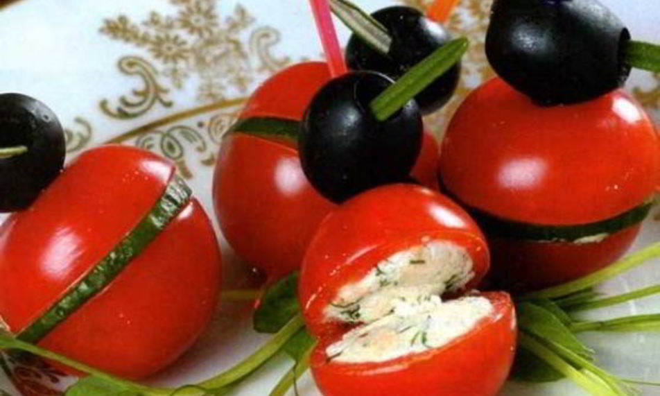 Рецепт канапе из черри с начинкой