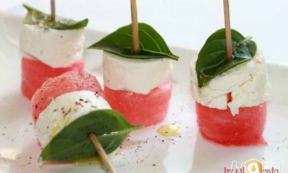 Рецепт канапе с арбузом и фетой