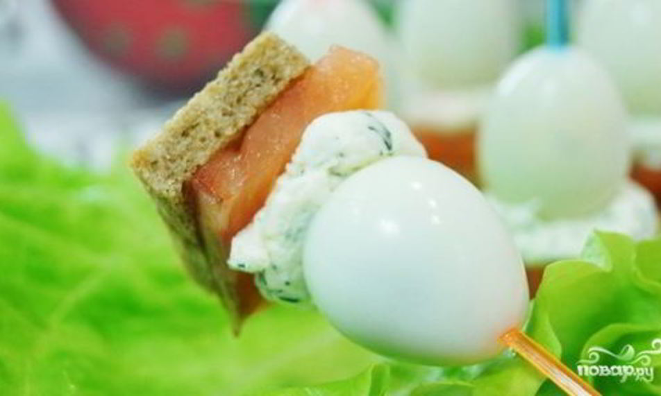 Рецепт канапе с перепелиными яйцами