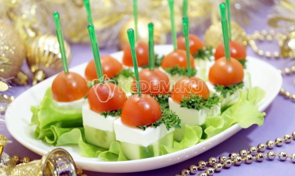 Рецепт овощного канапе с сыром фета