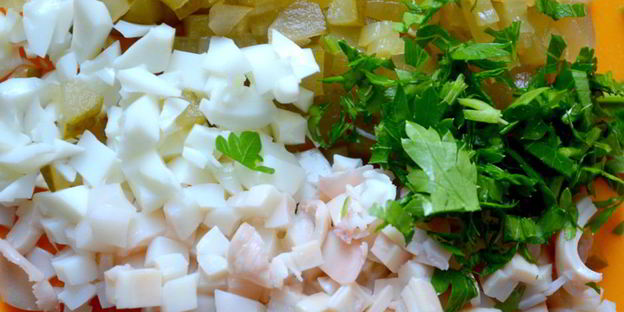 творожно-кальмарная паста для канапе