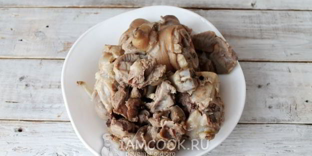 холодец из куриных желудков и свиных ножек