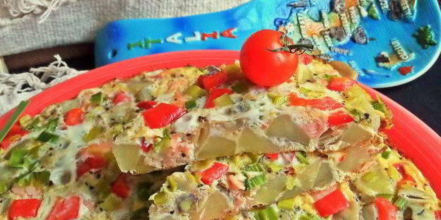 фриттата с лососем и картофелем