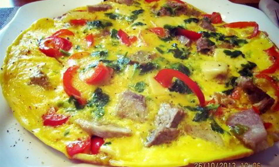 Рецепт фриттаты с телятиной, красным перцем и шпинатом