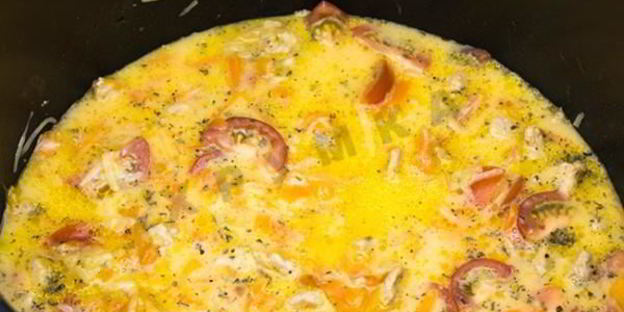 омлет микс со свининой и помидорами черри