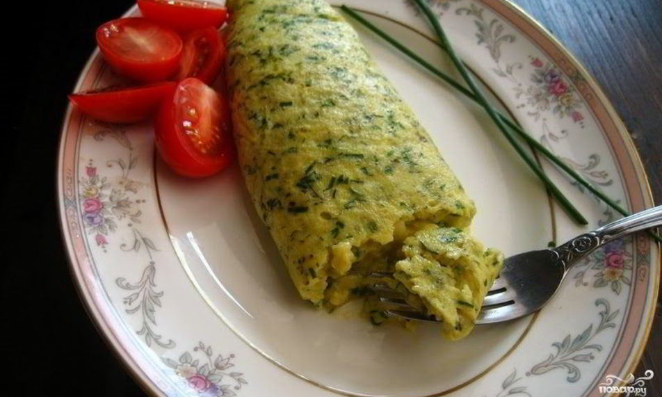 Рецепт омлета с зеленью