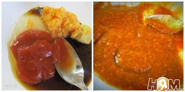 омусоба — японский омлет с овощам и соусом тонкацу