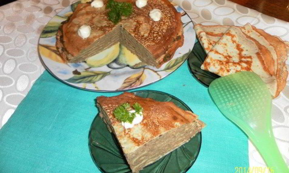 Рецепт блинного печеночного торта