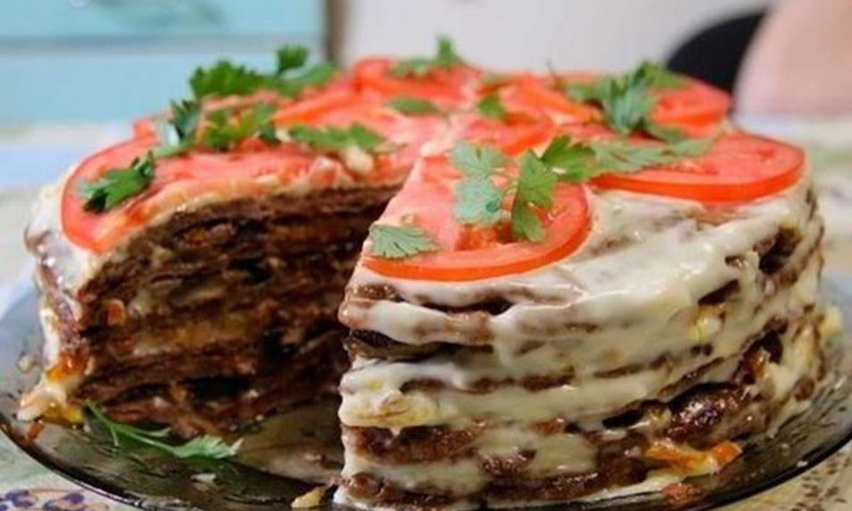 Рецепт нежного печеночного торта с грибами