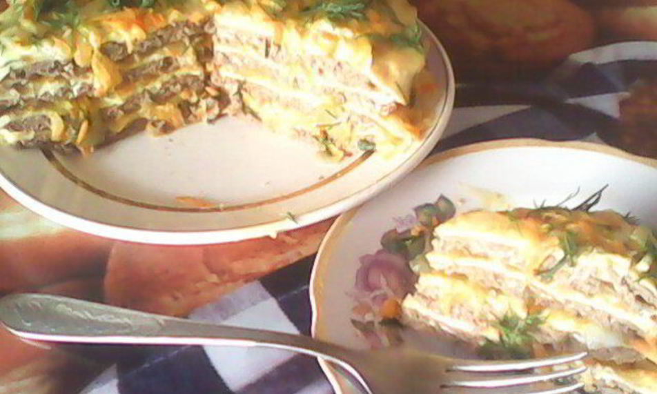 Рецепт печеночно-омлетного торт