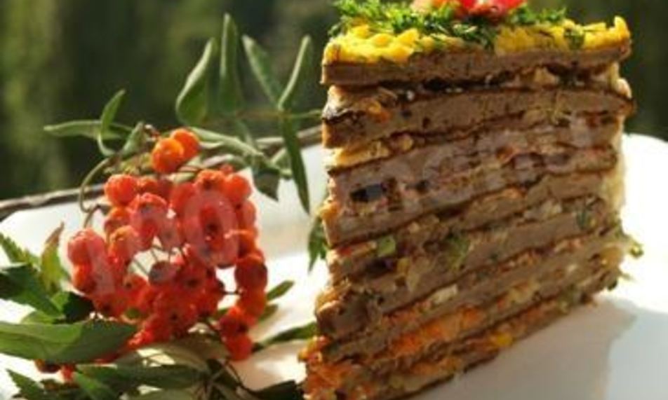 Рецепт печеночного торта с блинами