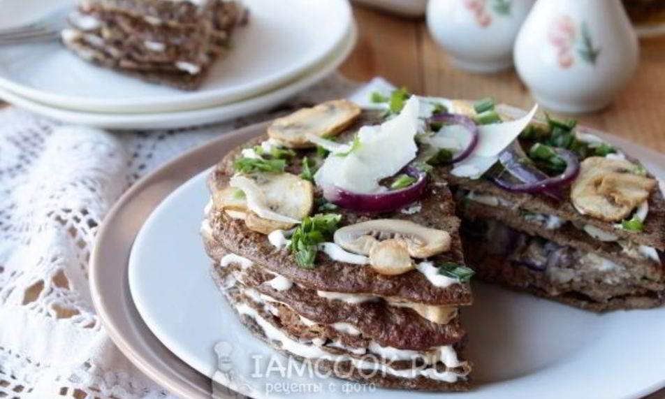 Рецепт печеночного торта с грибами