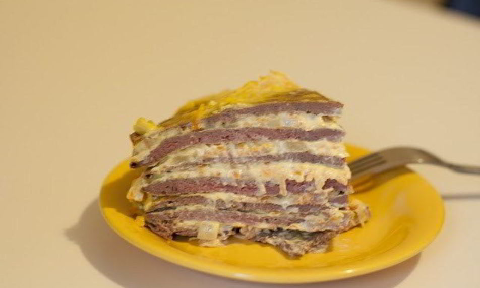 Рецепт печеночного торта с овощами